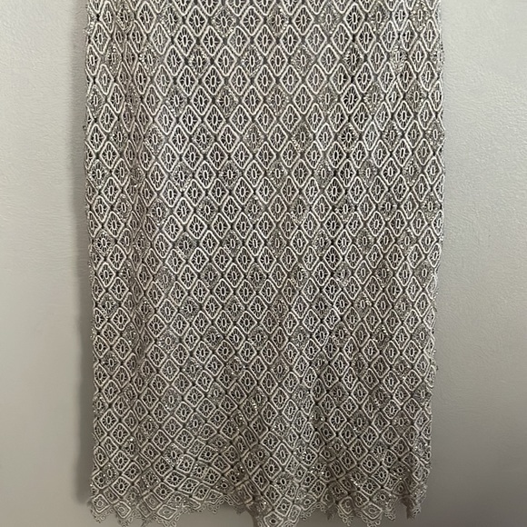 Bieff Basix women silver sleeveless beaded & embroidered cocktail dress - Picture 6 of 11